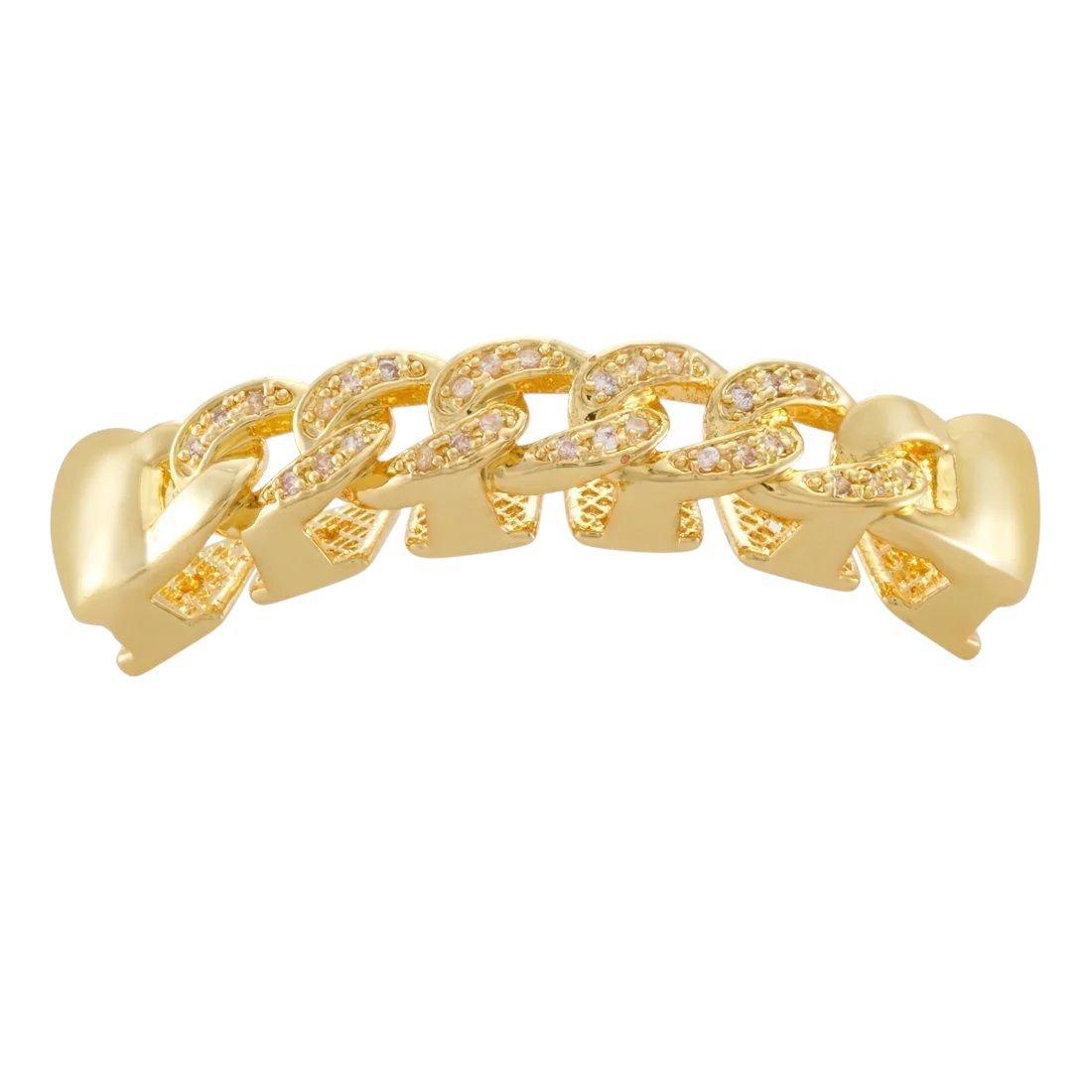 King Ice Iced Miami Cuban Link Grillz - Top - GOLD